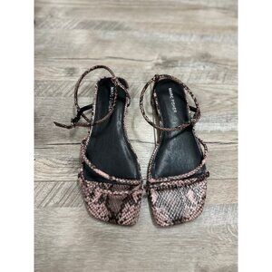 Marc Fisher Pink Snakeskin Flat Sandals in 8